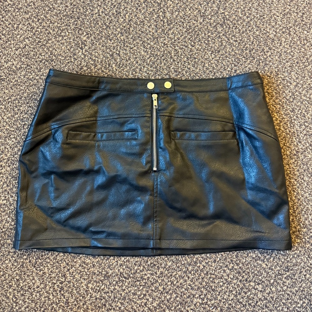 Princess Polly Black Leather Mini Skirt